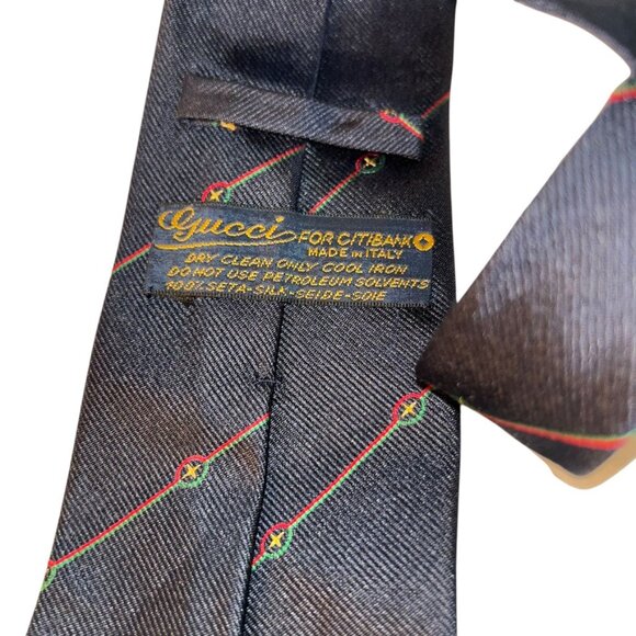 Gucci Italy blue red green cross stripe 100% silk Italian designer mens tie - Picture 1 of 3